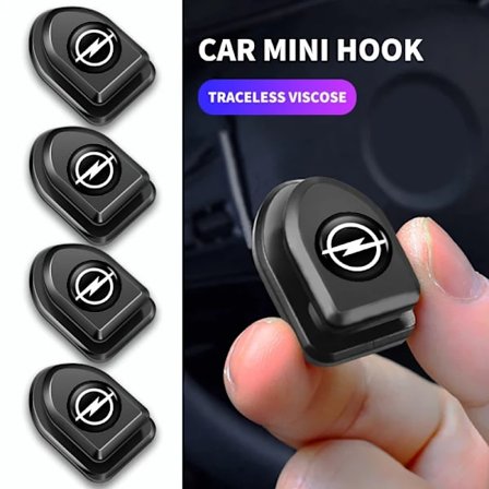 4 stk. Mini Bilklistrekrok Auto Logo Oppbevaringsholder Opel Corsa Astra Insignia Vectra Zafira Meriva Mokka Grandland Vivaro