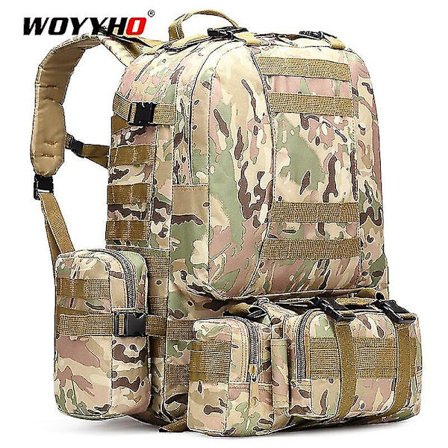 50L taktinen reppu, sotilas Molle-reppu, 1000D nylonista valmistettu reppu, urheiluun, ulkoiluun, matkustamiseen, naamiointikuvioitu reppu