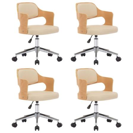 Vidaxl Snurrbara Matstolar 4 St Gräddvit Böjträ Och Konstläder Creme