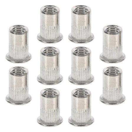 10 kpl Nippamutterit Ruostumaton Teräs M10 Litteä Pää Kierteinen Insertointipultti