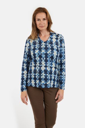 SIGNATURE - Langærmet T-shirt - Blå Mix - Mønstret