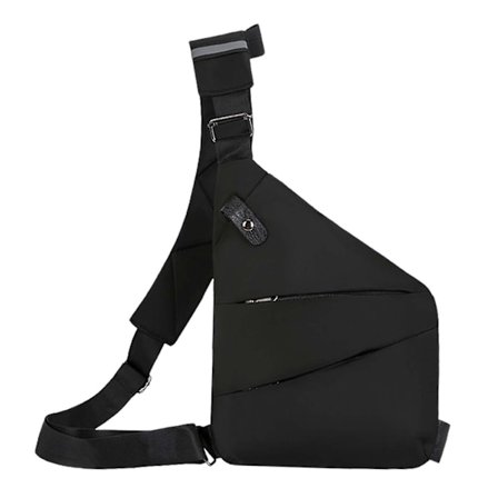 Sling Bag Axelremsväska Crossbody Daypack Unisex med Fickor Bröstväskor Grå Vänster