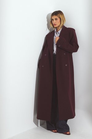 NA-KD - Lang kåpe - Vinterjakker - Burgundy - EU 32