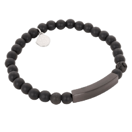 by BILLGREN Buster Beaded Bracelet Black Accessoarer Herr Svart 19 cm