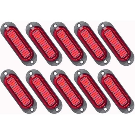10X LED Sidemarkeringslys 12/24V Kompatibel med Lastbiler RV Campingvogn (Rød)