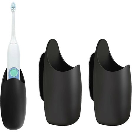 2 Pakkausta Hammasharjateline, Seinään Kiinnitettävät Hammasharjatelineet, Ei Porattavaa, Seinälle Ripustettavaan Kylpyhuoneeseen Keittiöön (Musta)