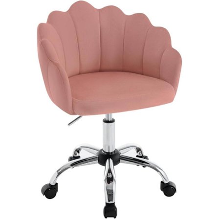 Rootz Velvet Kontorstol - Drejestol - Ergonomisk lænestol - Kronbladsdesign - Højdejusterbar - Fløjl/metal - Beige/Lysegrå/Pink - 41cm x 37,5cm - 44-5