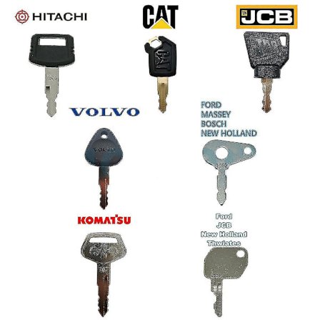 7 Master Plant Key Excavator Dumper Jcb Komatsu Volvo Thwaites Cat Hitachi Lucas
