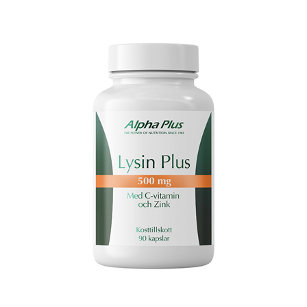 Alpha Plus Lysin Plus 500 mg Vegansk Aminosyra 90 kapslar