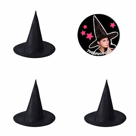 3 stk. Halloween Hat Sort Oxford Klæde Troldmand Hat Makeup Kostume Rekvisitter Heksehat Heksehat(S)