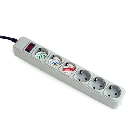 Grenuttag med 6 Uttag och strömbrytare 1,8m