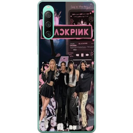 Kompatibelt Mobilskal till Sony Sony Xperia 10 IV BLACKPINK collage med musikspelare, modeestetik och rosa svart färgtema, stark K pop känsla för f