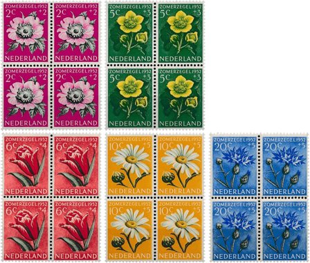Holland 1952 - NVPH 583-587 - 4-blok - Postfrisk
