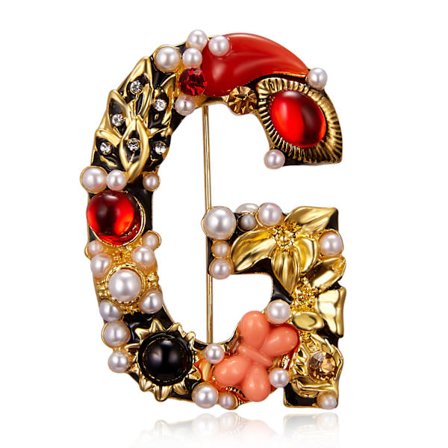 Kristallpärla Initial Brosch Guldpläterad Emalj Färgglad Bokstav Alfabetet