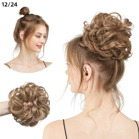 Messy knold paryk til kvinder, bølget krøllet scrunchies til opsat hår (Style 12)