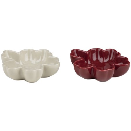 Marimekko Unikko Shape skåler 11 cm, 2 stk, hvit/burgunder' - 'Burgunder, stengods