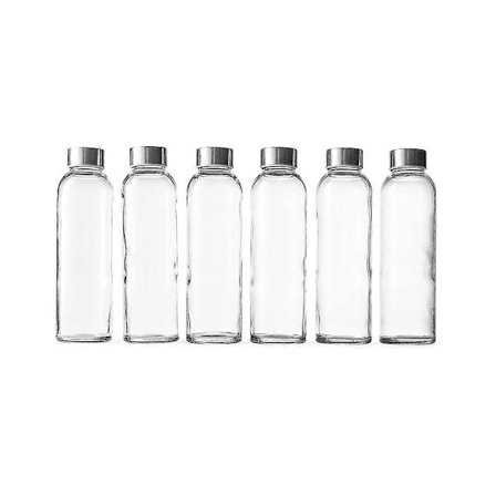 18 Oz Klare Glasflasker med Låg Naturlig Fri Venlig, Genanvendelige Genopfyldelige Vandflasker til J