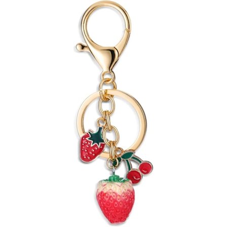 1 stk Søt Jordbær Nøkkelring, Jordbær Kirsebær Veske Sjarmer Kawaii Metall Jordbær Veske Nøkkelringer Tilbehør Stra