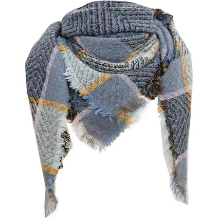 Dam Höst Vinter Halsduk Klassisk Tofs Rutig Halsduk Varm Mjuk Tjock Stor Filt Wrap Sjal Halsdukar Cirkel Halsduk (Blå)