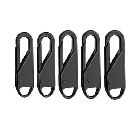 Trækflig til løber til lynlås 5-pak Black