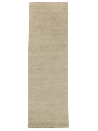 Plain (Single Colored) Small Handloom Fringes Rug - Greige 80X200 Wool, In Modern Style