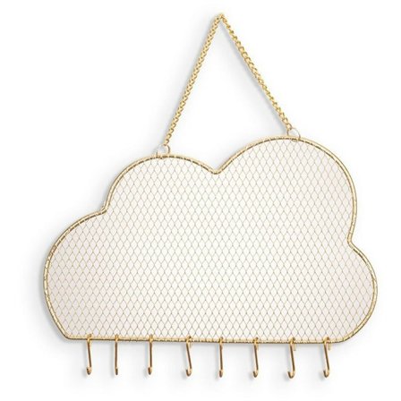 Hengende smykkeskrin, smykkeskap, med kroker, gullnett halskjeder