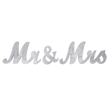 Mr og Mrs Skilte Træ Sølv Bogstaver MR MRS Dekorationer Bryllup Ferie Hjem Dekoration Foto Rekvisitter