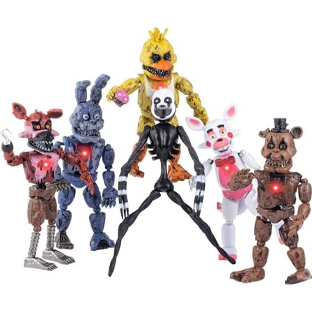 6-delt FNAF FIVE NIGHTS AT FREDDY'S SET med leddbevegelige actionfigurer