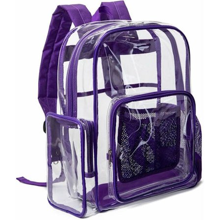 Klar rygsæk stor klar rygsæk kraftig transparent PVC-taske til stadion skole (lilla)