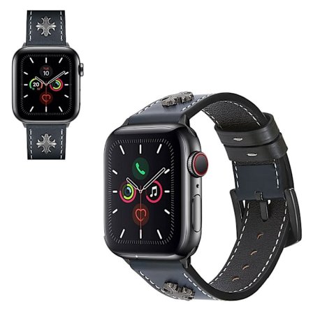 Apple Watch Series 5 / 4 44mm äkta läderarmband i korsform - Blå