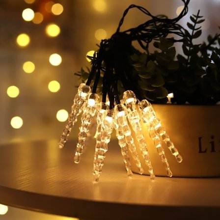 meter 20 lampor (8 funktioner solenergi), varmvit LED-istapp