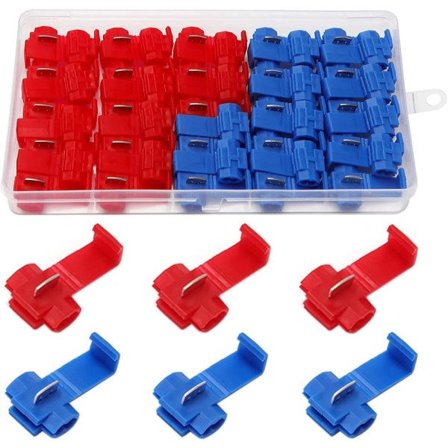 50 stycken elektriska anslutningskontakter, snabbförbindning, snabb självborttagning av brytkontakt, låsande kontakter (25 stycken röda, 25 stycken 