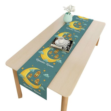 Mordely Eid Mubarak bordslöpare Ramadan dekoration bordsduk