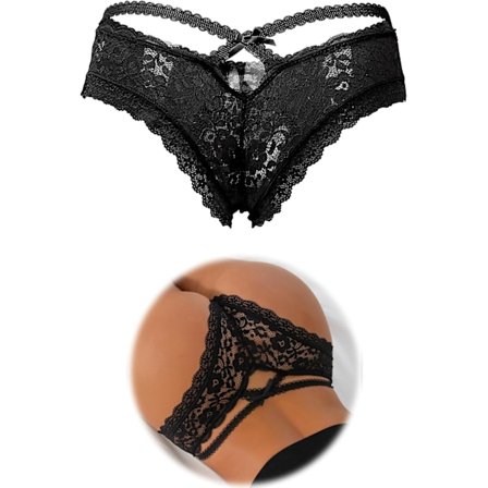 2025 Seneste Model Sexet Blonde G-streng til Kvinder Plus Størrelse Tanga Trusser Undertøj Blonde Lingeri Frækt Cheeky Undertøj Sort