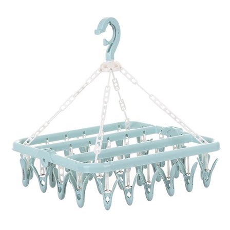 1 st sockhållare, praktisk hopfällbar sockhållare med 32 klädnypor i plast