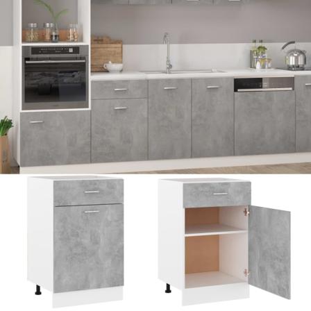 Vidaxl Underskåp Med Låda Betonggrå 50x46x81,5 Cm Konstruerat Tr Grå