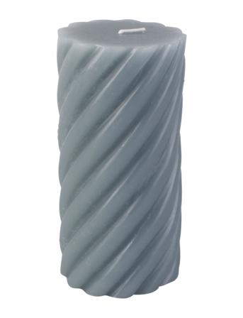 Pillar Candle Swirl 77H Home Decoration Candles Block Candles Blå Present Time