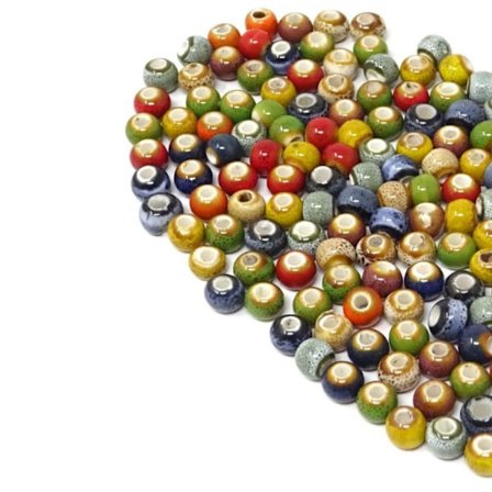 200 stk porselensperler antikke glaserte perler keramisk porselen