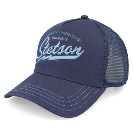 Stetson - Blå trucker Keps - Big Size American Heritage Classic Navy A-Frame Trucker @ Hatstore