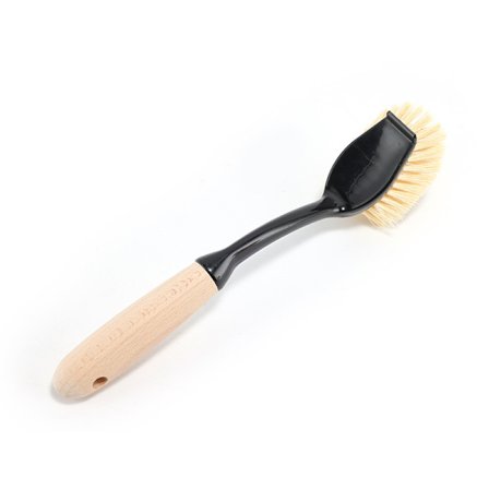 En 28 cm lång trädiskborste för hushållsbruk, en trähandtagsborste för att diska och grytor, en multifunktionell köksrengöringsborste