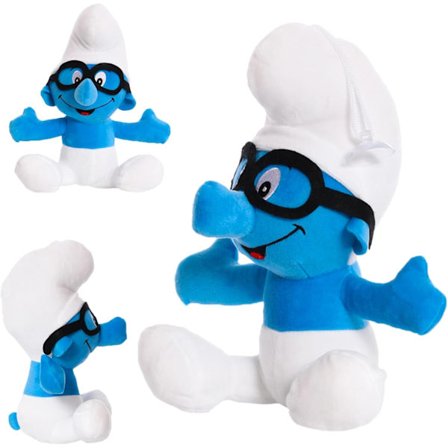 Smurf Plysjdukke, 35cm Fyllt Leketoy med Svarte Briller, Perfekt for Barnefødselsdagsgaver