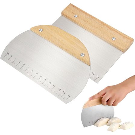 Dejskraber - Pakke med 2 dejspatler m/ træhåndtag - Dejkniv - Skraber - Grøntsagsskærer