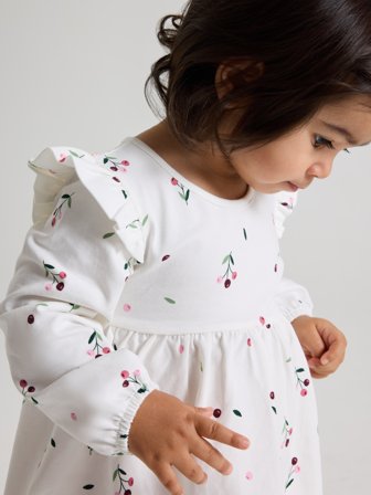Polarn O. Pyret - Floral dress with ruffles - 56 - Childrenswear - white