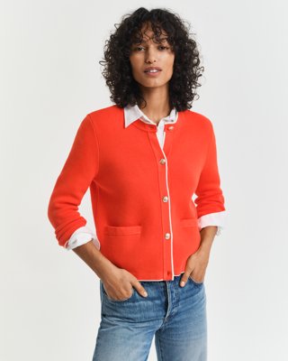 GANT - Strikket cardigan i bomull til dame orange red