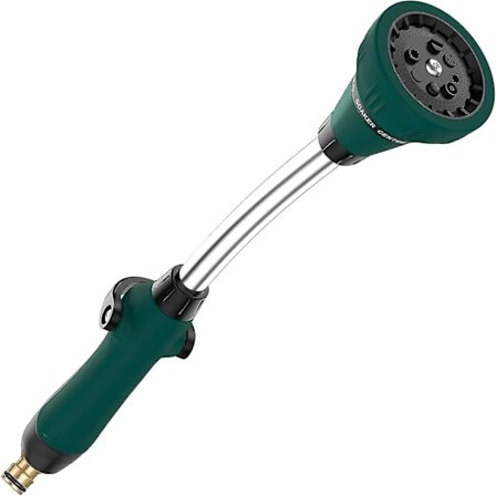 8-Funktions Havevandskande - Justerbar Højtryks Vandpistol med Lang Stang - Tommelstyret - Zinklegerings Metal Sprøjte - Lang Pistol