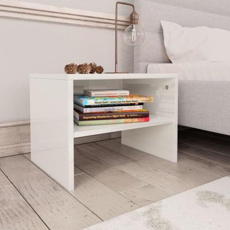 Vidaxl Sängbord 2 St Vit Högglans 40x30x30 Cm Konstruerat Trä Vit