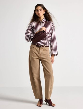 Lindex Barrel Bukser Med Ankellængde - Beige - 34