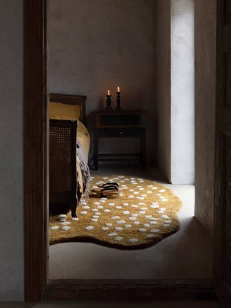 Paz Kindervloerkleed Wasbaar 160X200 Mosterd Geel/Wit Wol