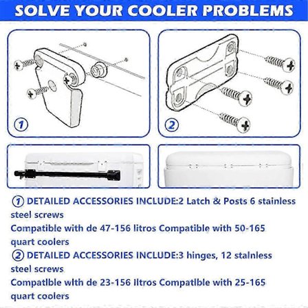 Kylboxgångjärn och spärr och skruvsats, reservdelar för kylboxspärr
