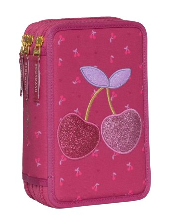 Beckmann Norway Three Section Pencil Case W/Content, Cherry - Pink - ONE SIZE
